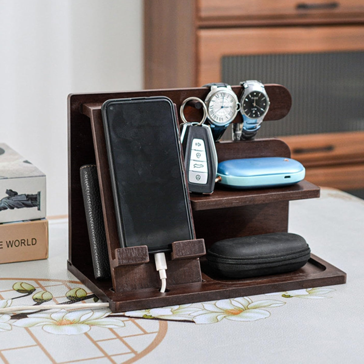 Solid Wood Multi Function Desktop Phone Stand