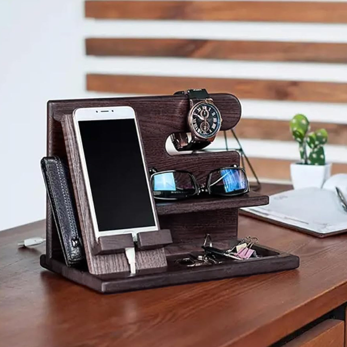 Solid Wood Multi Function Desktop Phone Stand