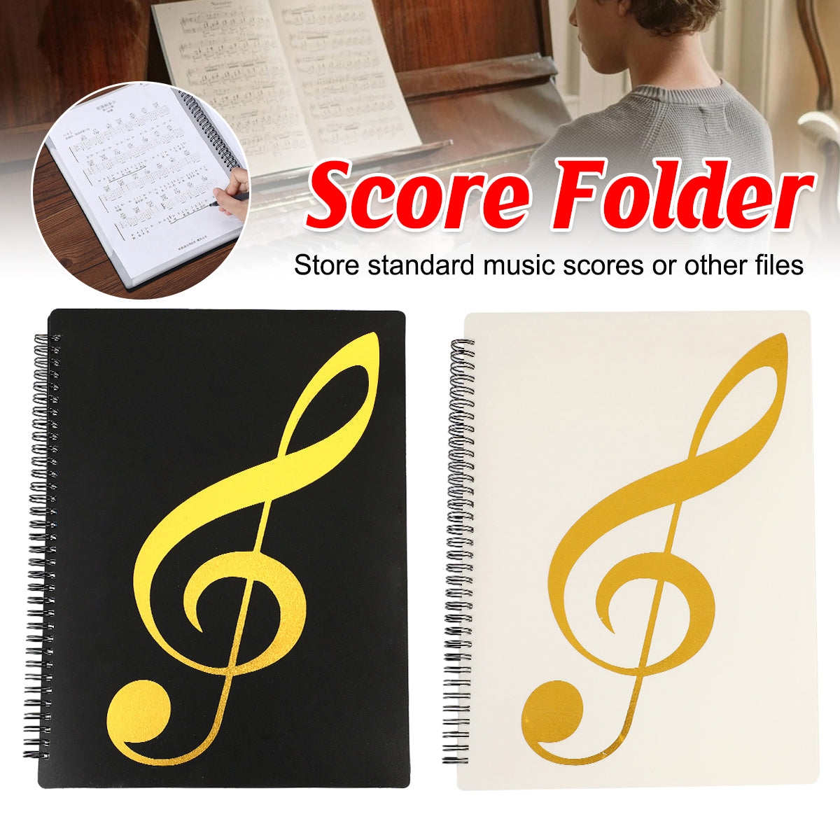 A4 Sheet Music Binder with Adjustable Pages