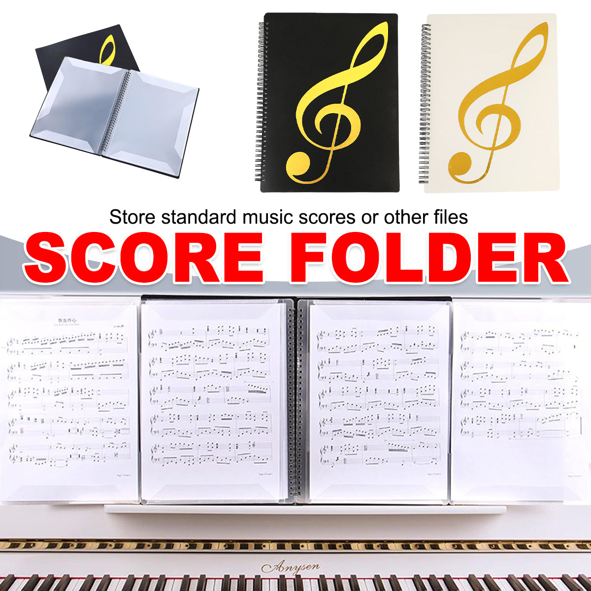 A4 Sheet Music Binder with Adjustable Pages