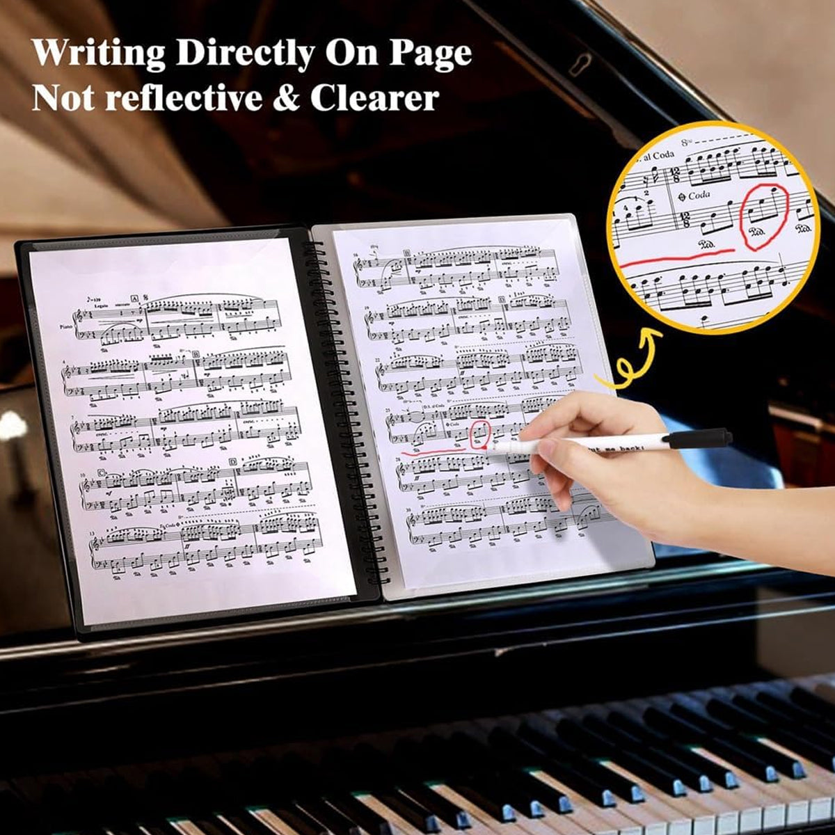 A4 Sheet Music Binder with Adjustable Pages