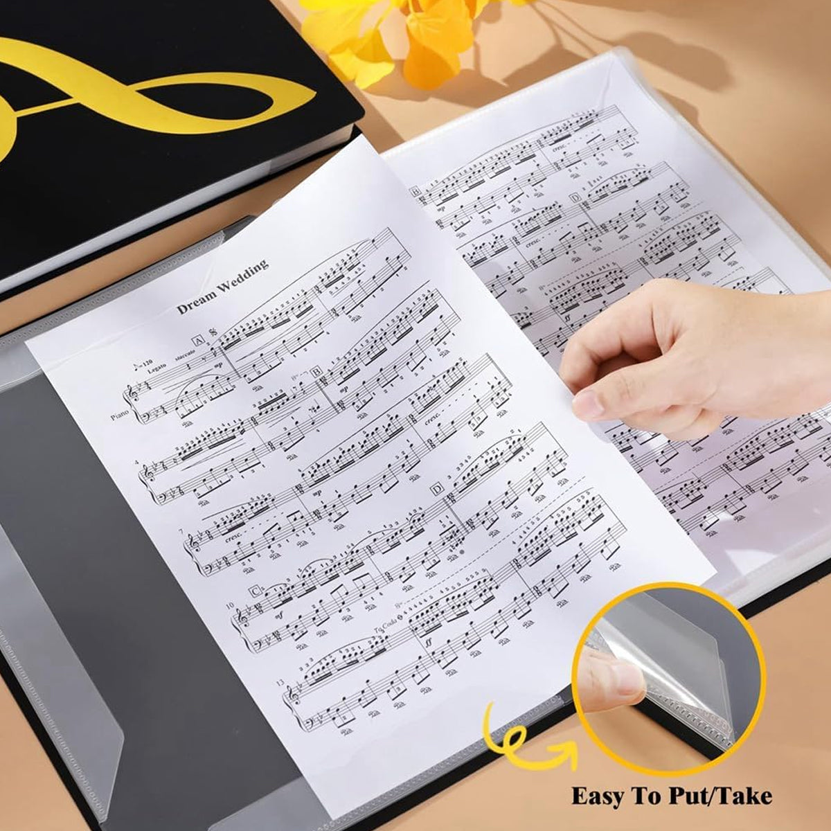 A4 Sheet Music Binder with Adjustable Pages