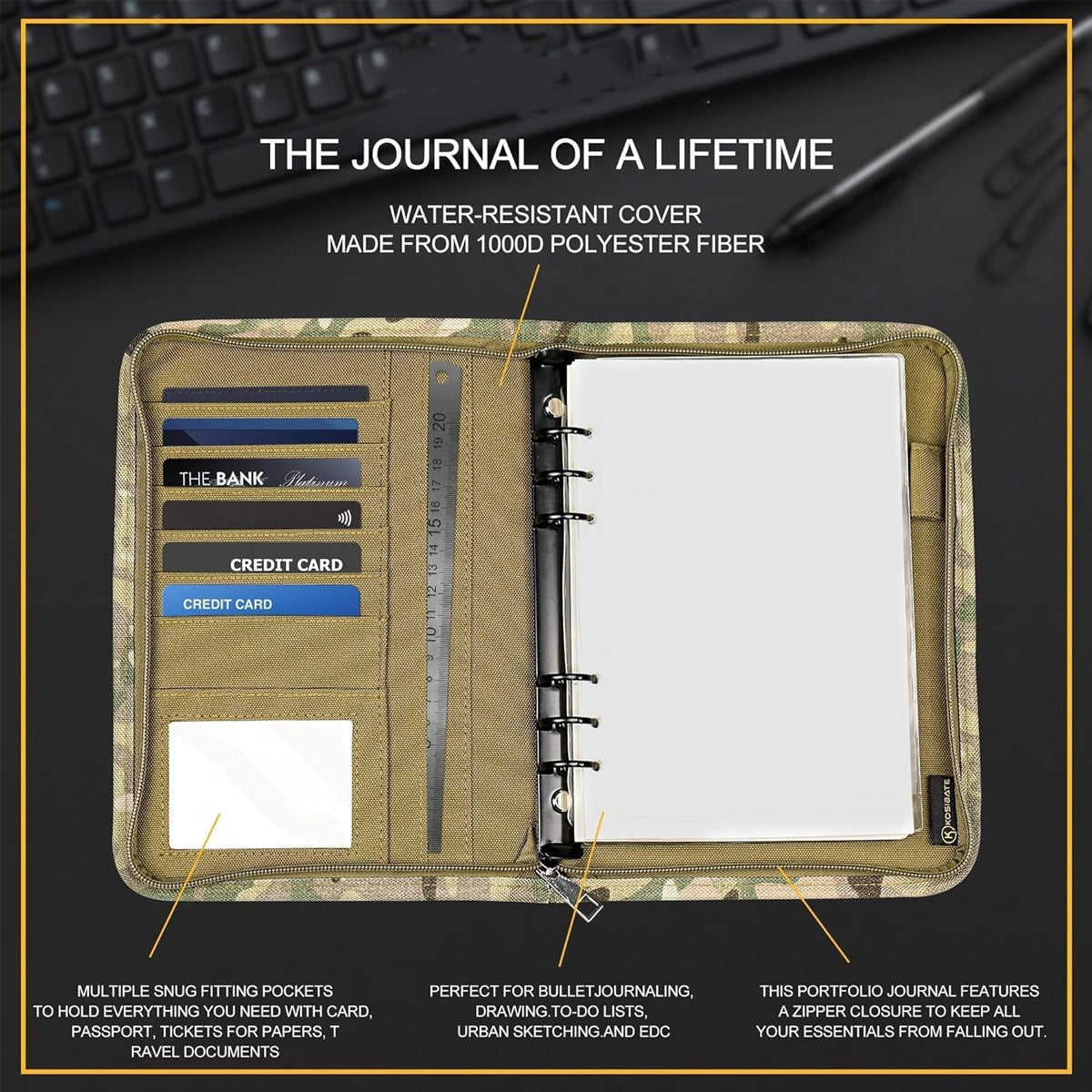 Outdoor Tactical Notebook Cover with A6 Binder