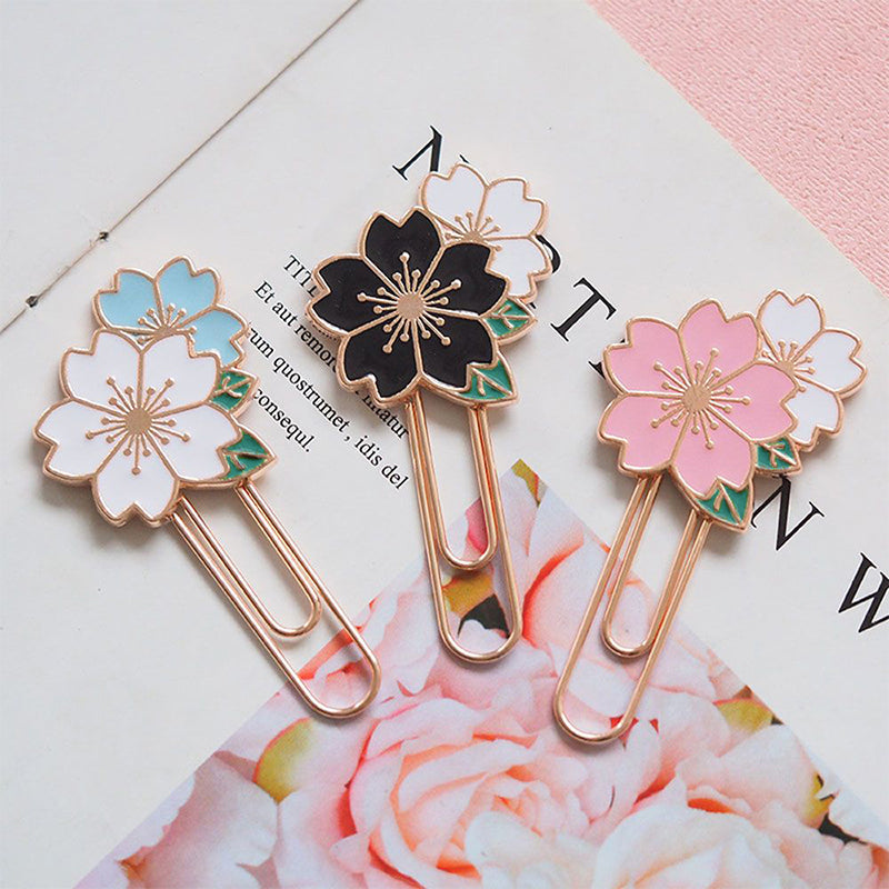 1 Pc Sakura Metal Bookmark Cherry Blossom Paper Clip