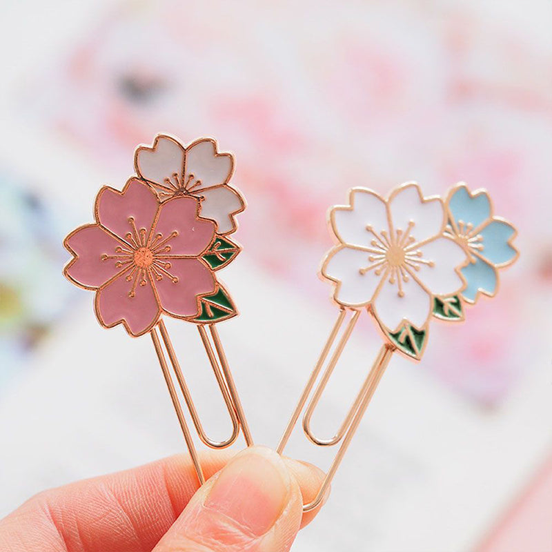 1 Pc Sakura Metal Bookmark Cherry Blossom Paper Clip