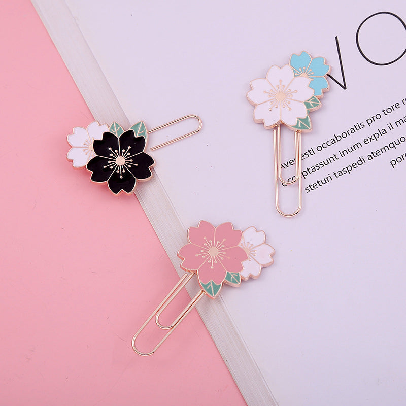 1 Pc Sakura Metal Bookmark Cherry Blossom Paper Clip
