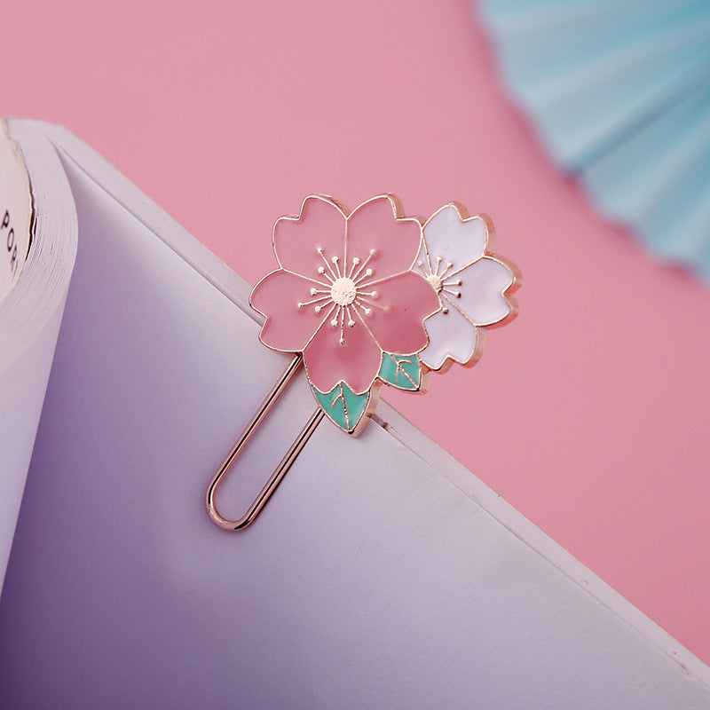 1 Pc Sakura Metal Bookmark Cherry Blossom Paper Clip