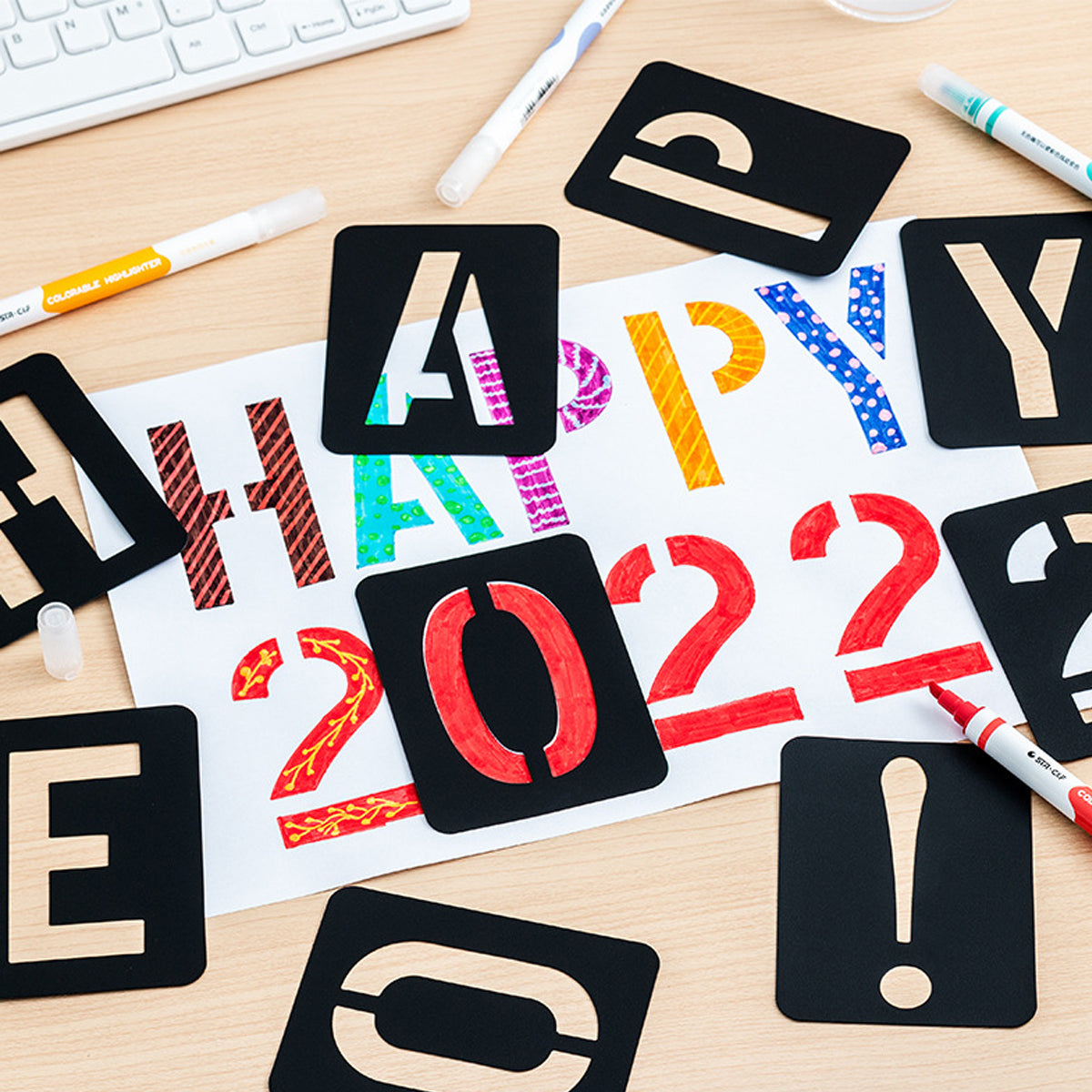 42 Pcs DIY Letter Number Stencils Wall Furniture