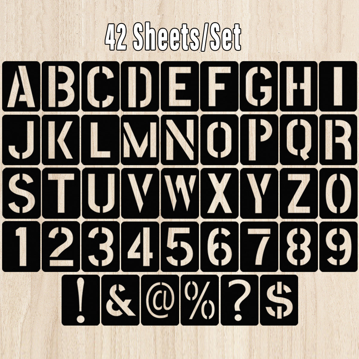42 Pcs DIY Letter Number Stencils Wall Furniture