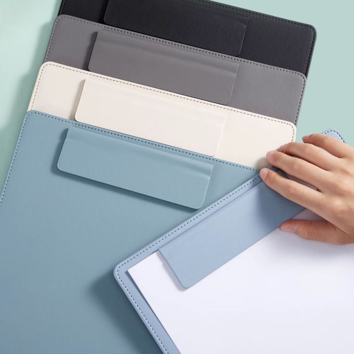 2 Pcs Conference File Holder Leather Board Clips