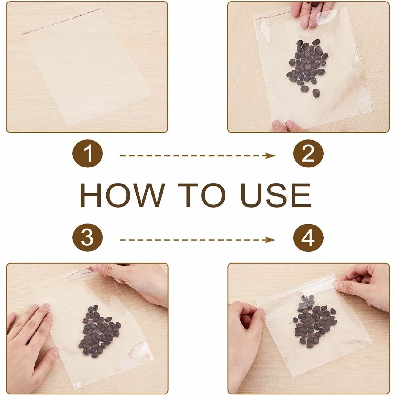 Self Seal Clear OPP Cellophane Bags Bulk Packaging