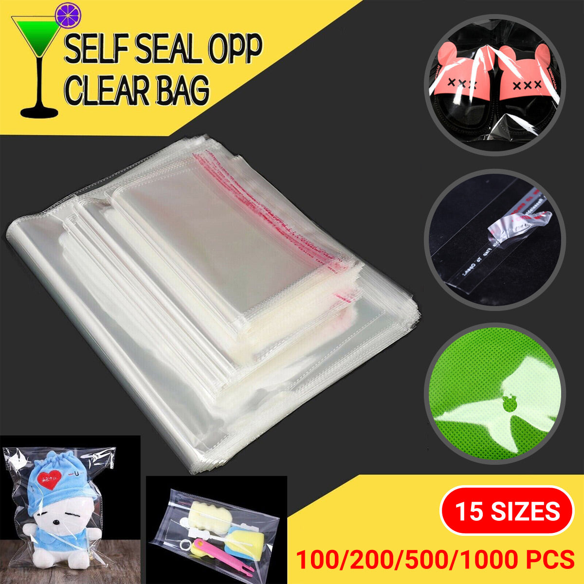 Self Seal Clear OPP Cellophane Bags Bulk Packaging