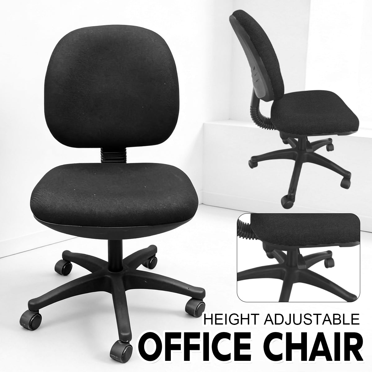 High Back Office Chair Adjustable Height Fabric Seat