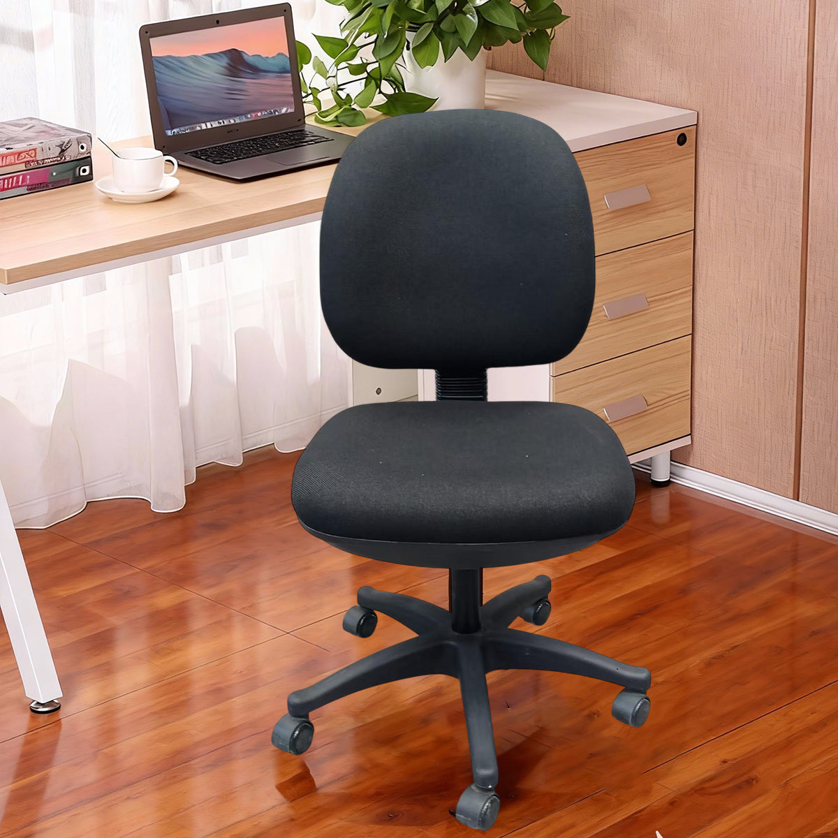 High Back Office Chair Adjustable Height Fabric Seat