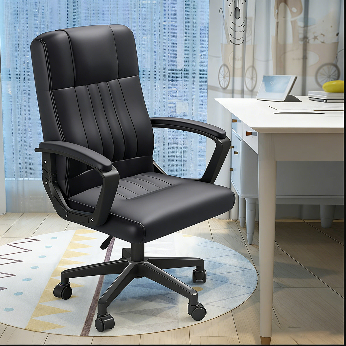 Swivel Office Chair with Wheels and Padded Seat