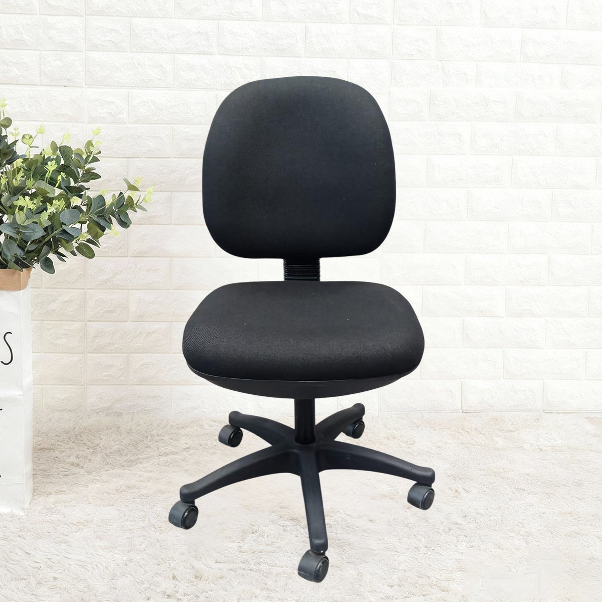 High Back Office Chair Adjustable Height Fabric Seat