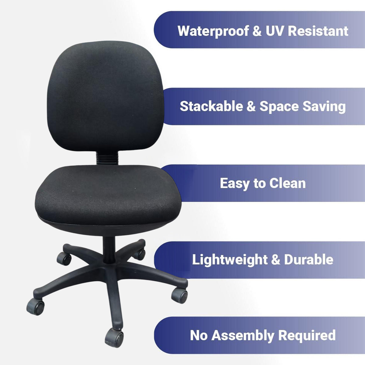 High Back Office Chair Adjustable Height Fabric Seat