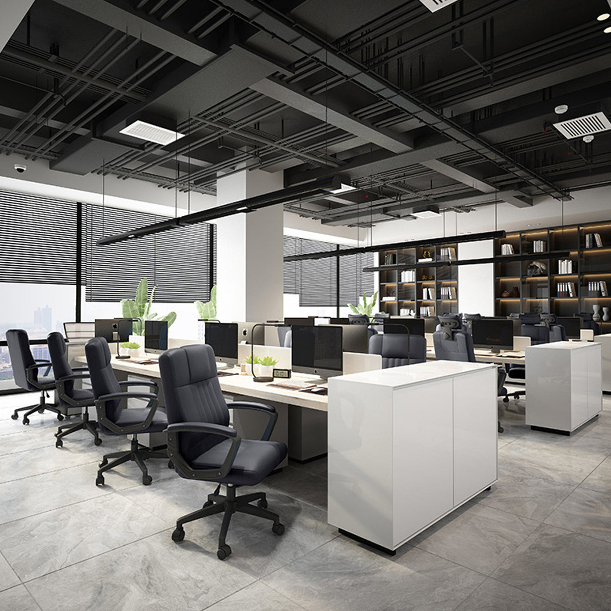 Swivel Office Chair with Wheels and Padded Seat