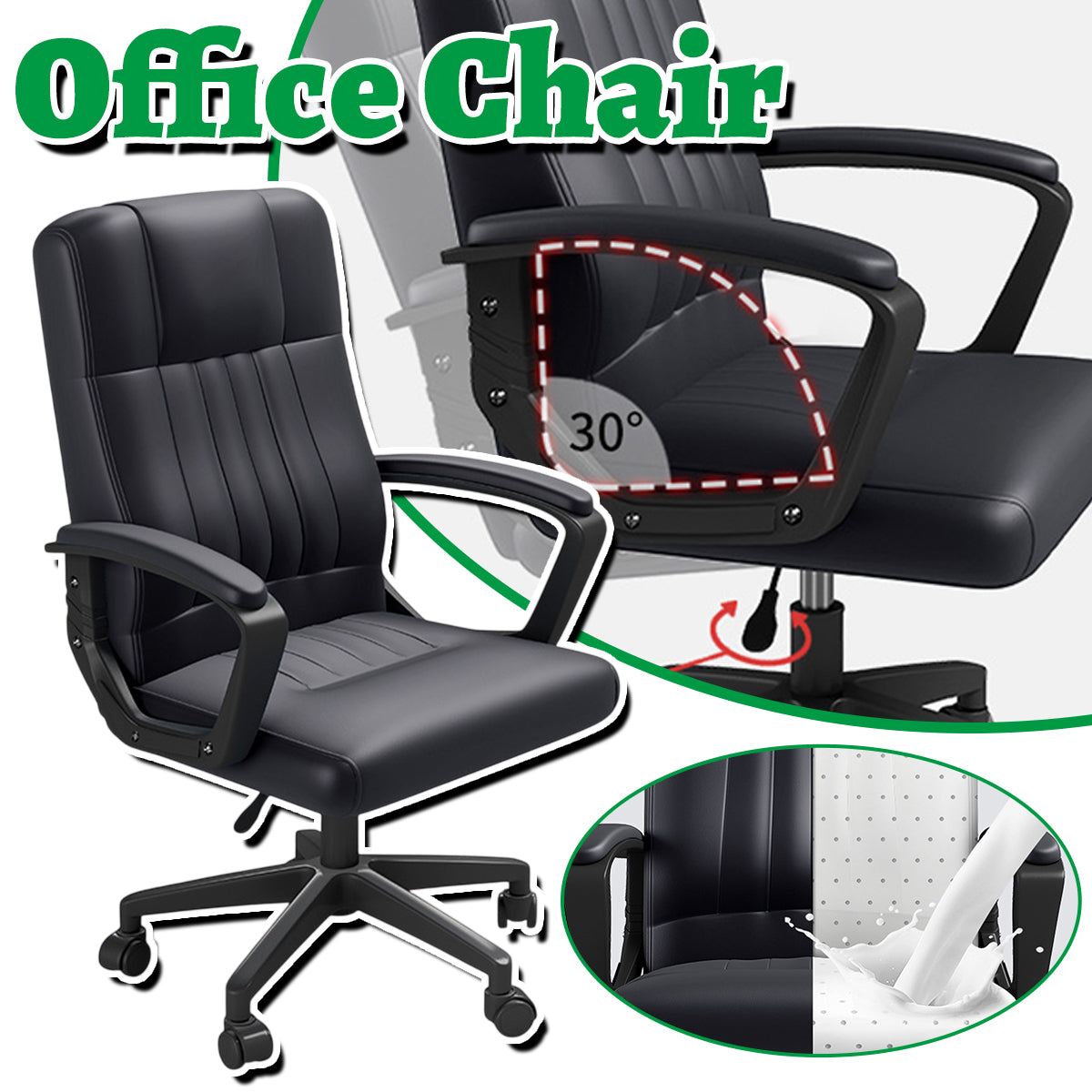 Swivel Office Chair with Wheels and Padded Seat
