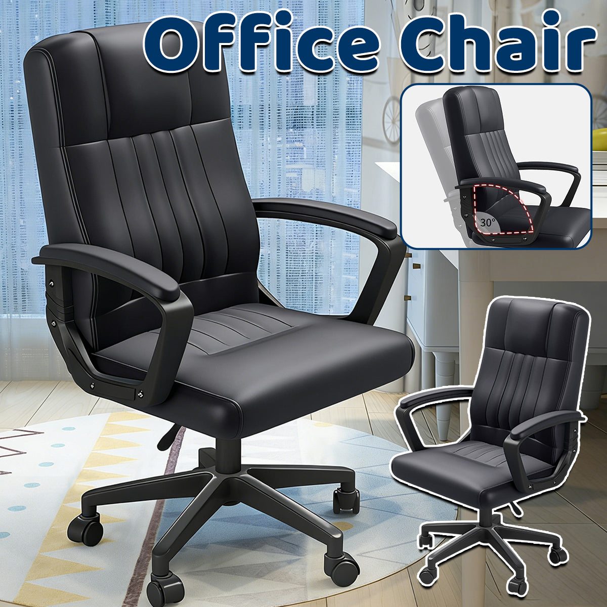 Swivel Office Chair with Wheels and Padded Seat