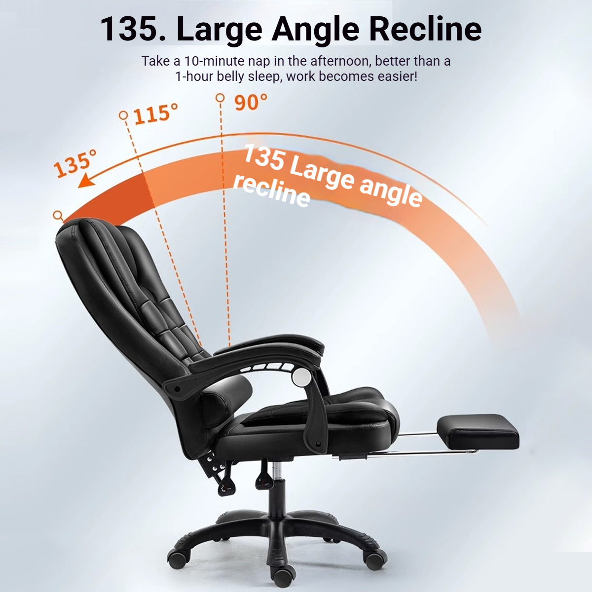 Ergonomic Office Chair Armrests and Footrest Wheels