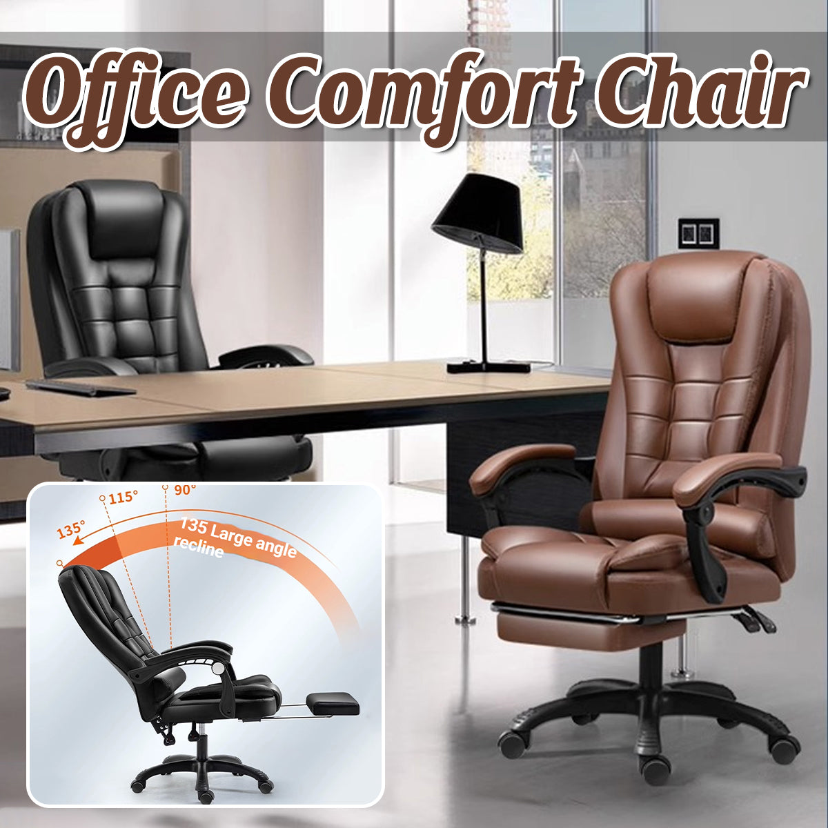 Ergonomic Office Chair Armrests and Footrest Wheels