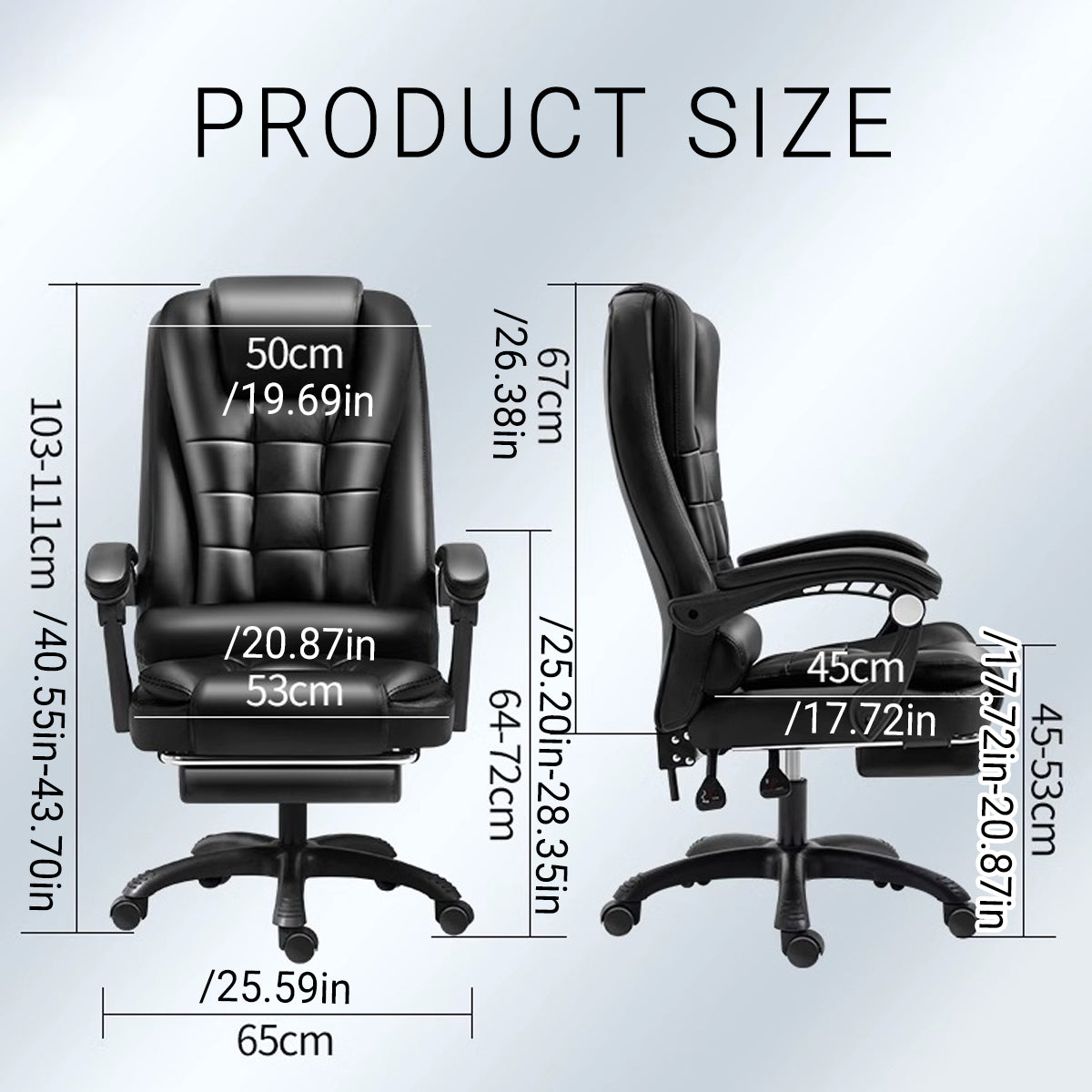 Ergonomic Office Chair Armrests and Footrest Wheels