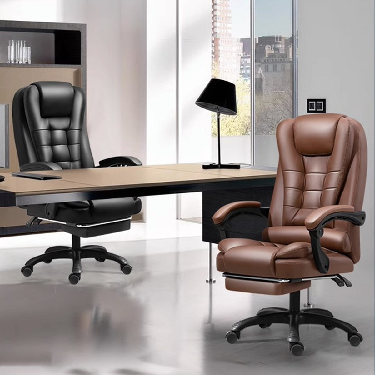Ergonomic Office Chair Armrests and Footrest Wheels