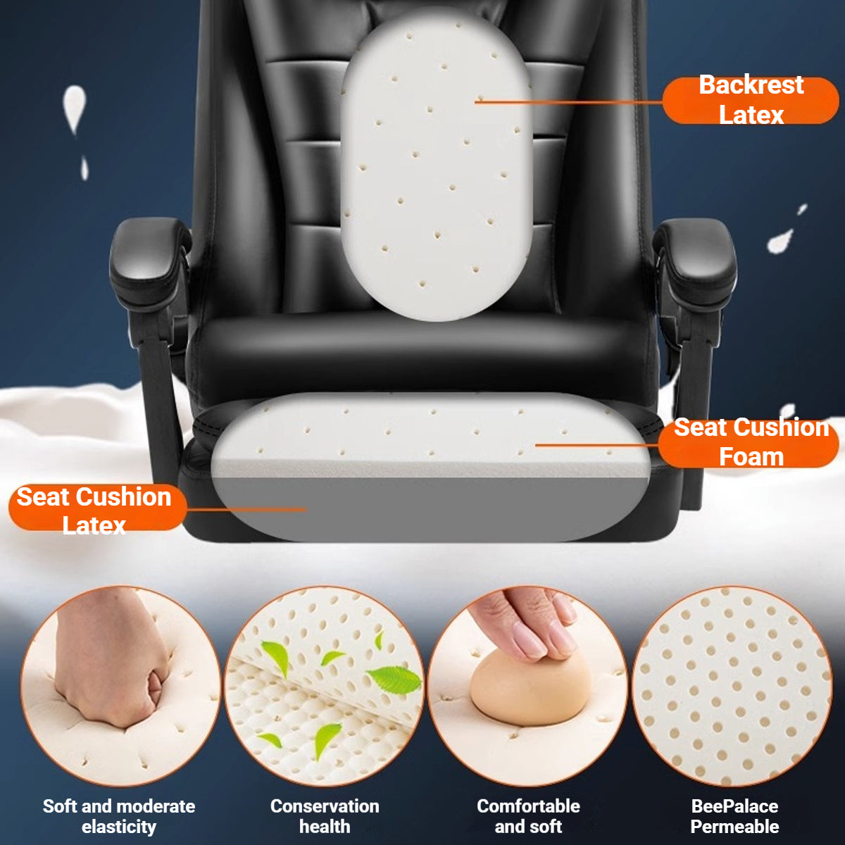 Ergonomic Office Chair Armrests and Footrest Wheels