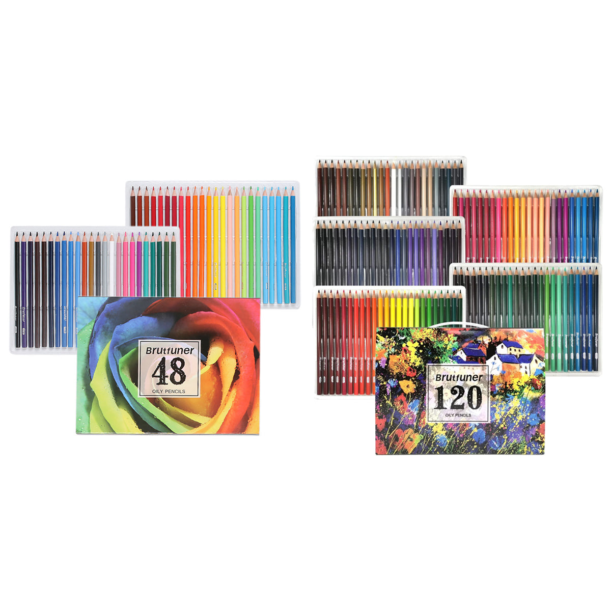 48/120 Coloured Oil Pastel Pencils Set with Soft Core