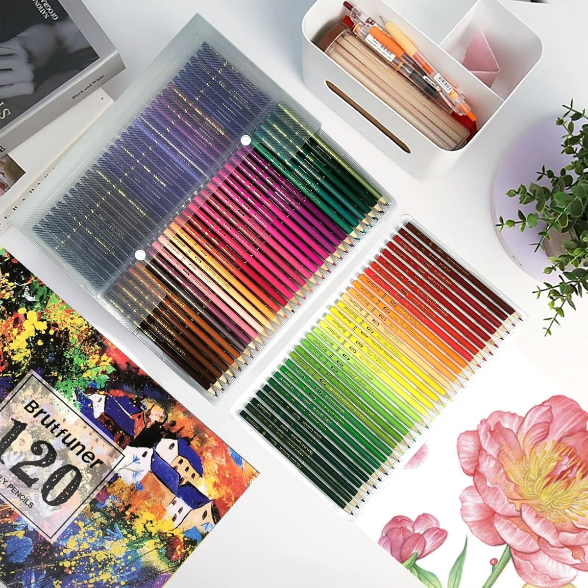 48/120 Coloured Oil Pastel Pencils Set with Soft Core