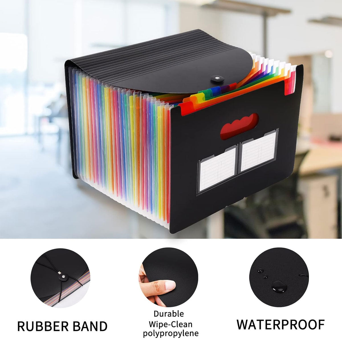 A4 Expanding File Organiser 25 Compartments with Handle