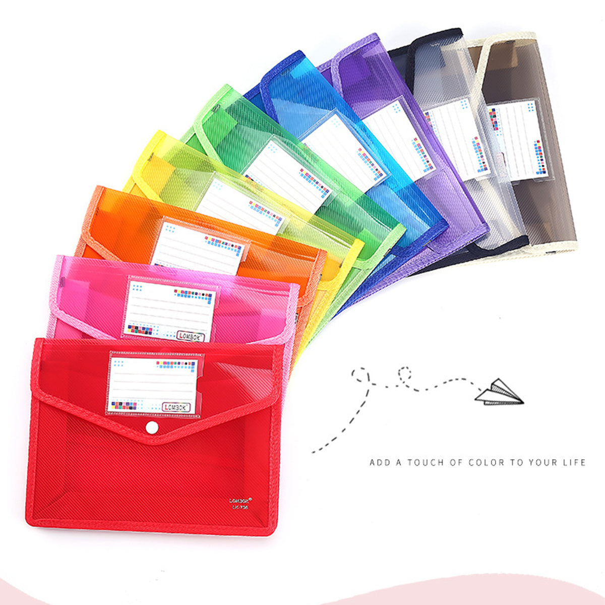 9 Pcs A4 Clear Document Bags Plastic Wallet Seal File Folder