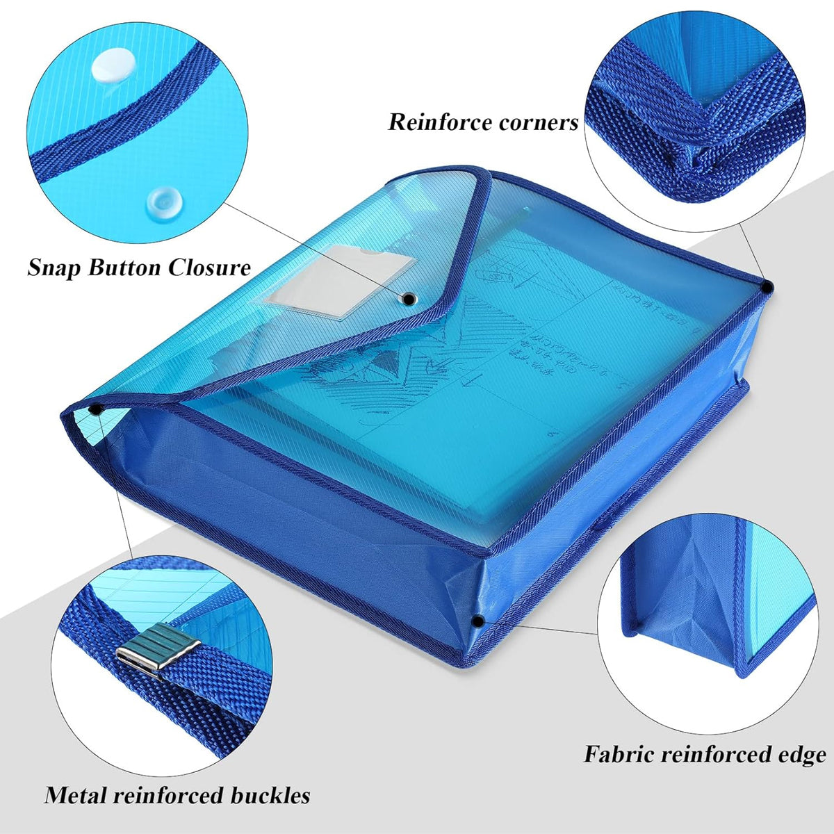 9 Pcs A4 Clear Document Bags Plastic Wallet Seal File Folder