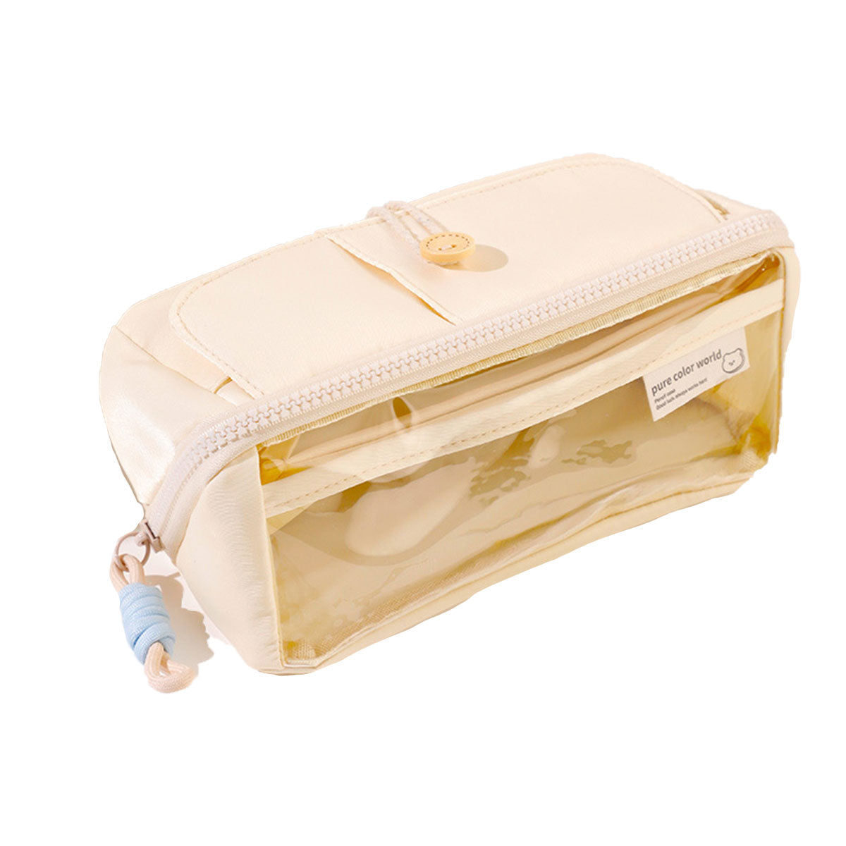 Japanese Style Stationery Bag Large Capacity with Clear Pocket