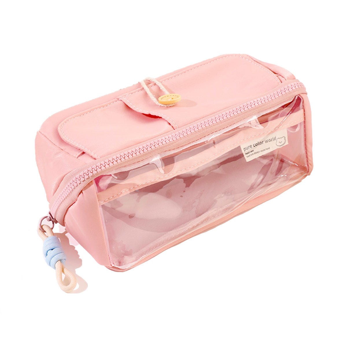 Japanese Style Stationery Bag Large Capacity with Clear Pocket