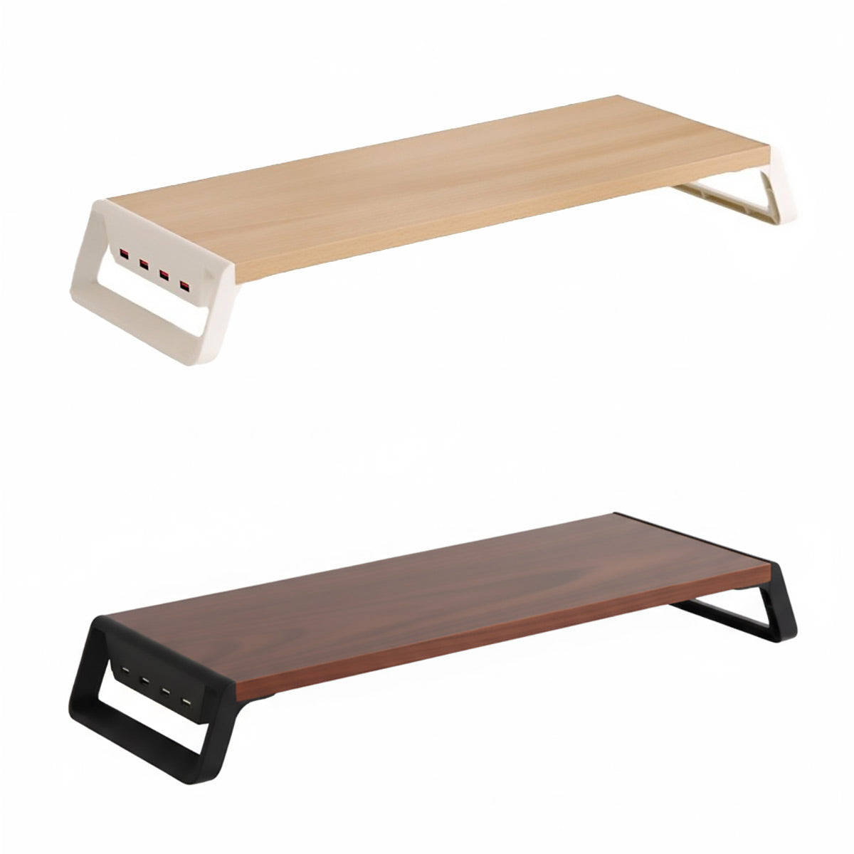 Bamboo Monitor Stand Riser with 4-Port USB Hub