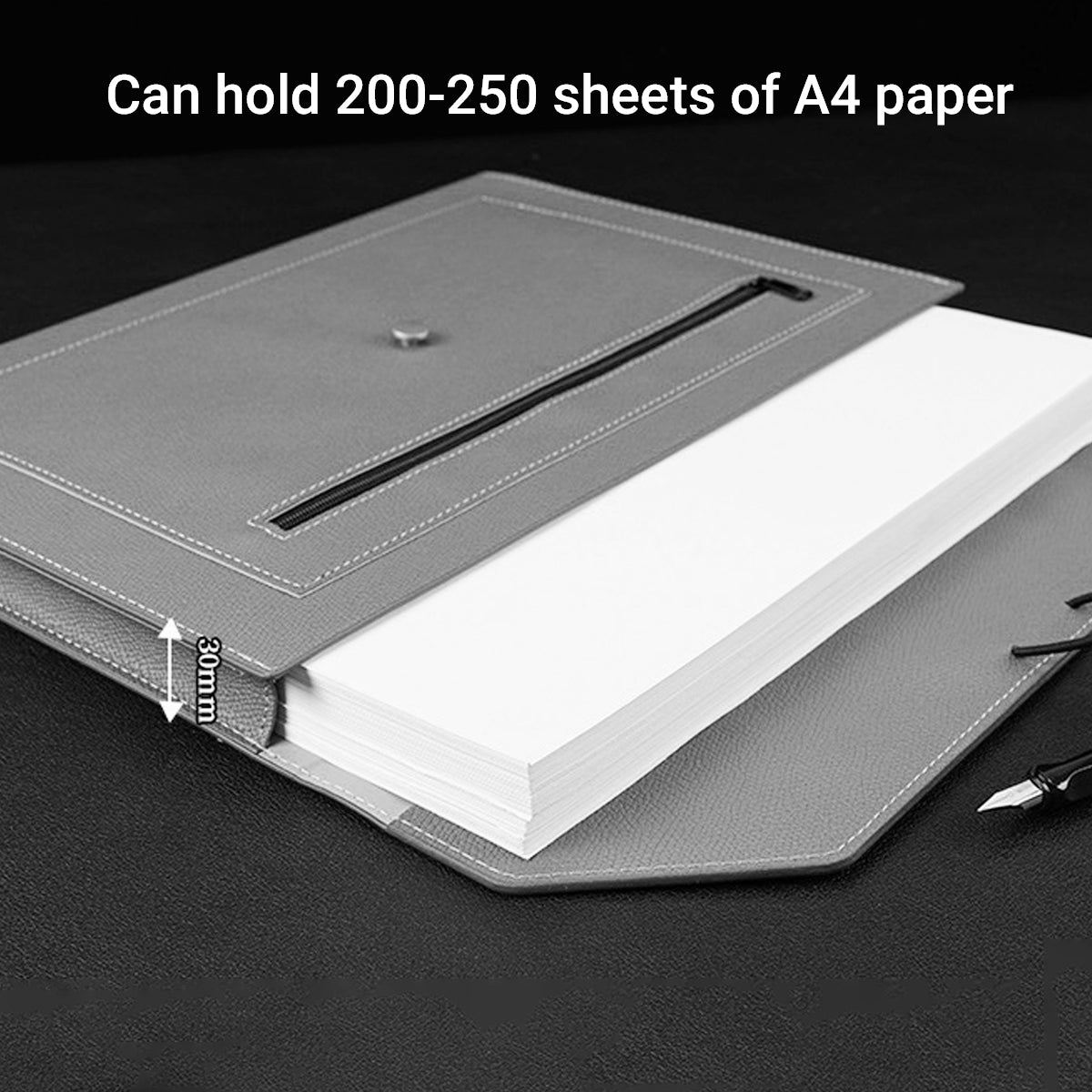 A4 PU Leather Document Bag for Office School File Organizer