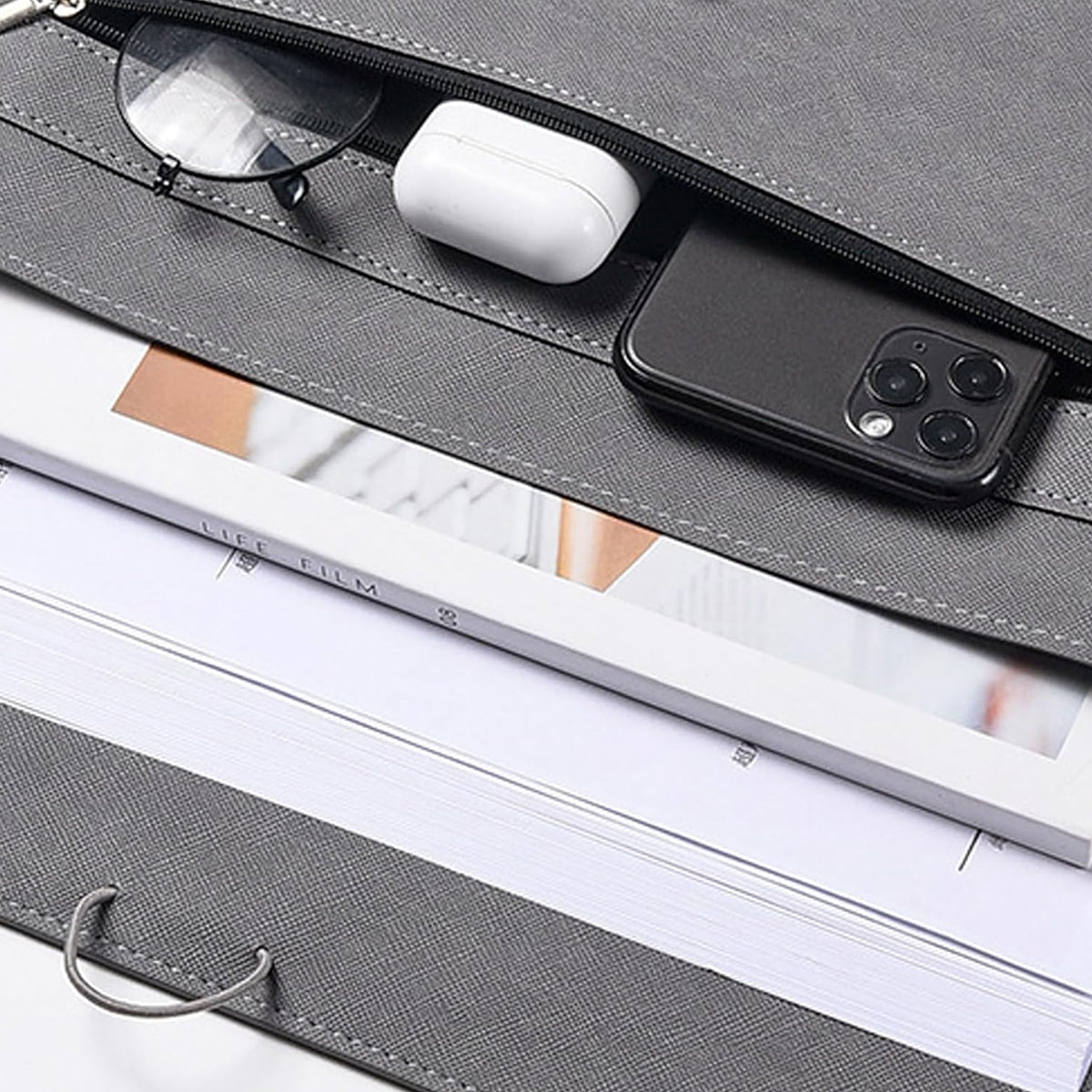 A4 PU Leather Document Bag for Office School File Organizer