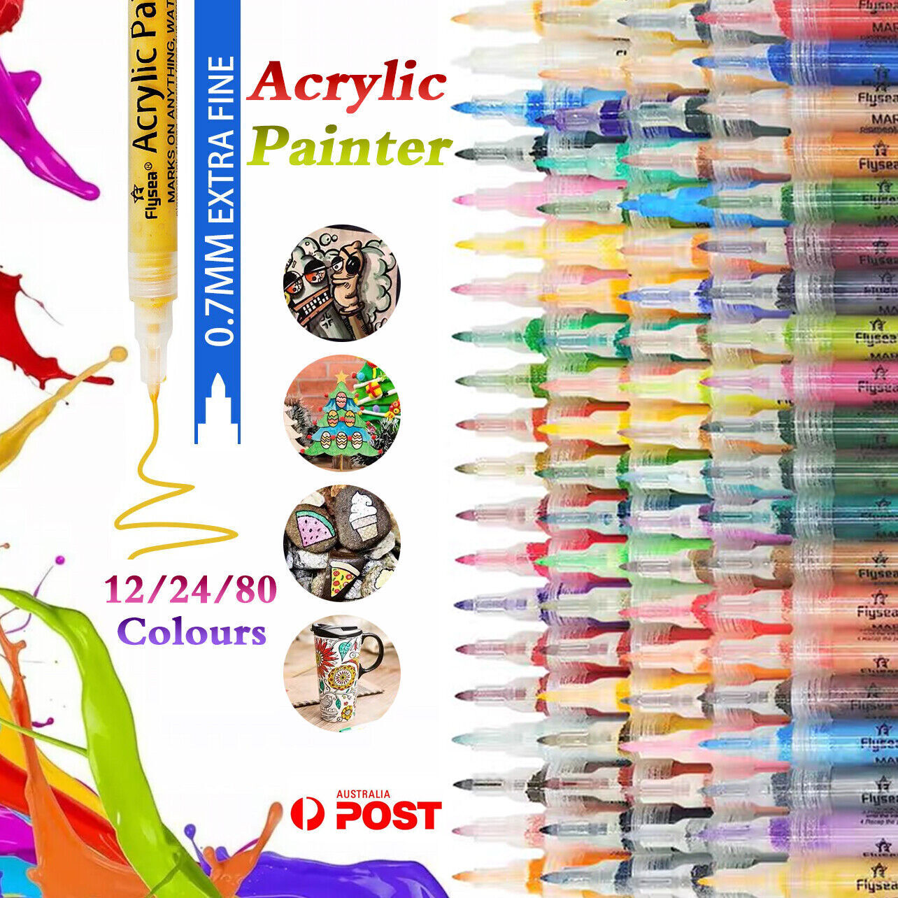 6/12/24/35/80 Pcs Acrylic Paint Pens Extra Fine Water-Based