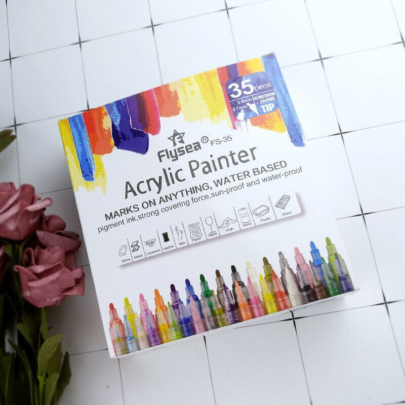 6/12/24/35/80 Pcs Acrylic Paint Pens Extra Fine Water-Based