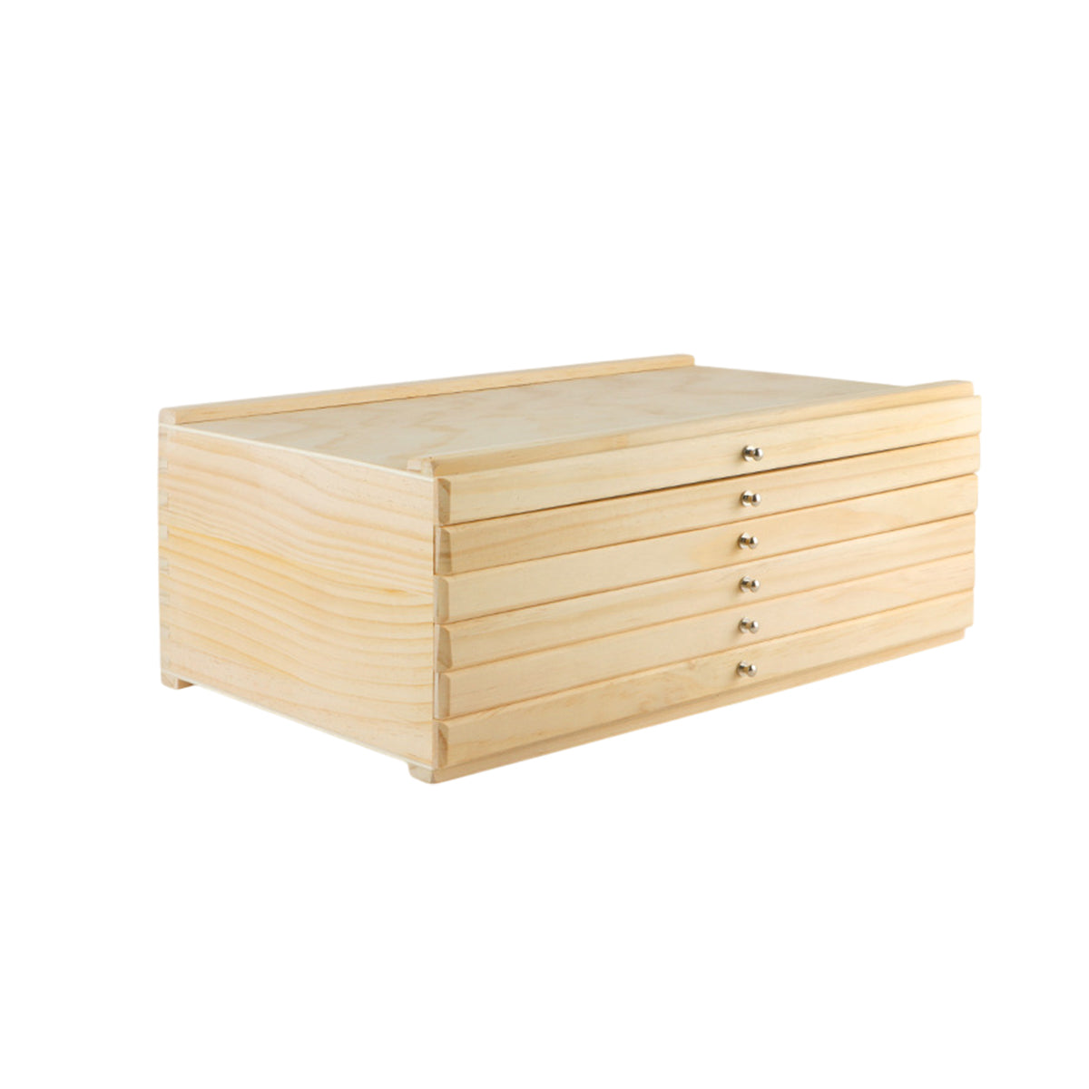 6-Drawer Pine Wood Storage Box for Art Supplies