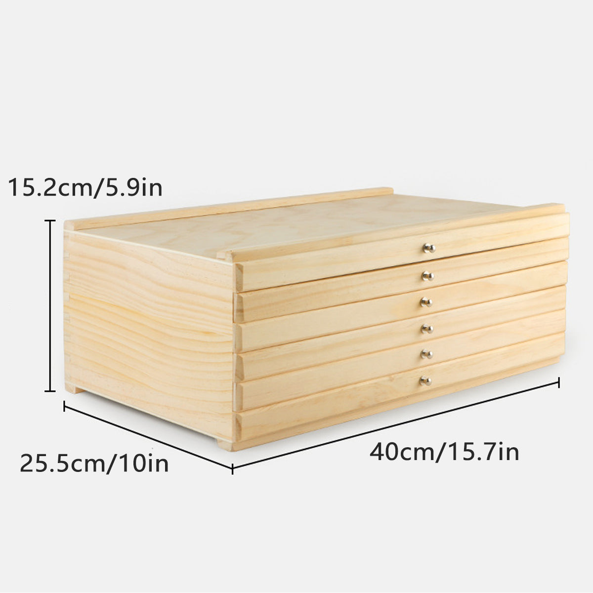 6-Drawer Pine Wood Storage Box for Art Supplies