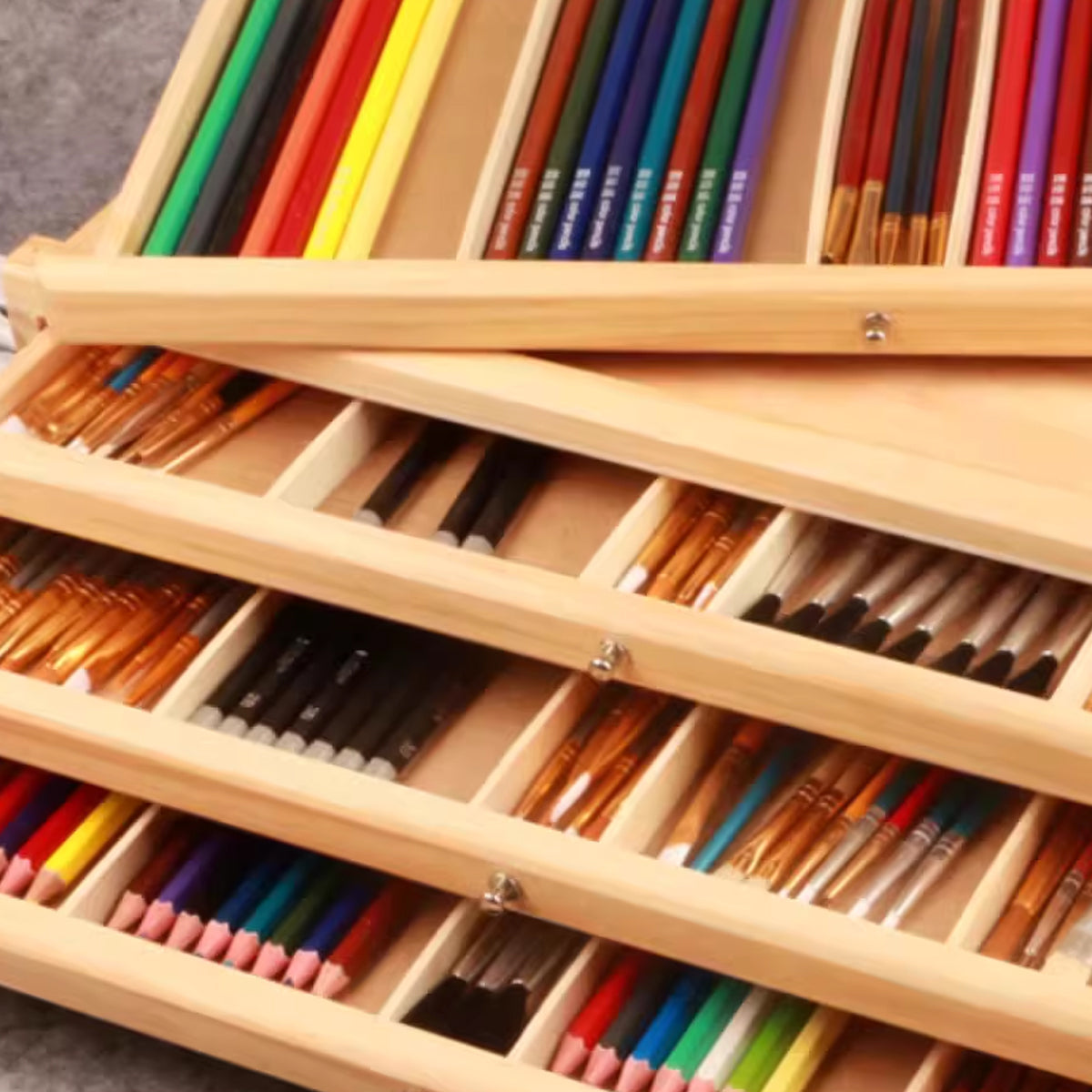 6-Drawer Pine Wood Storage Box for Art Supplies