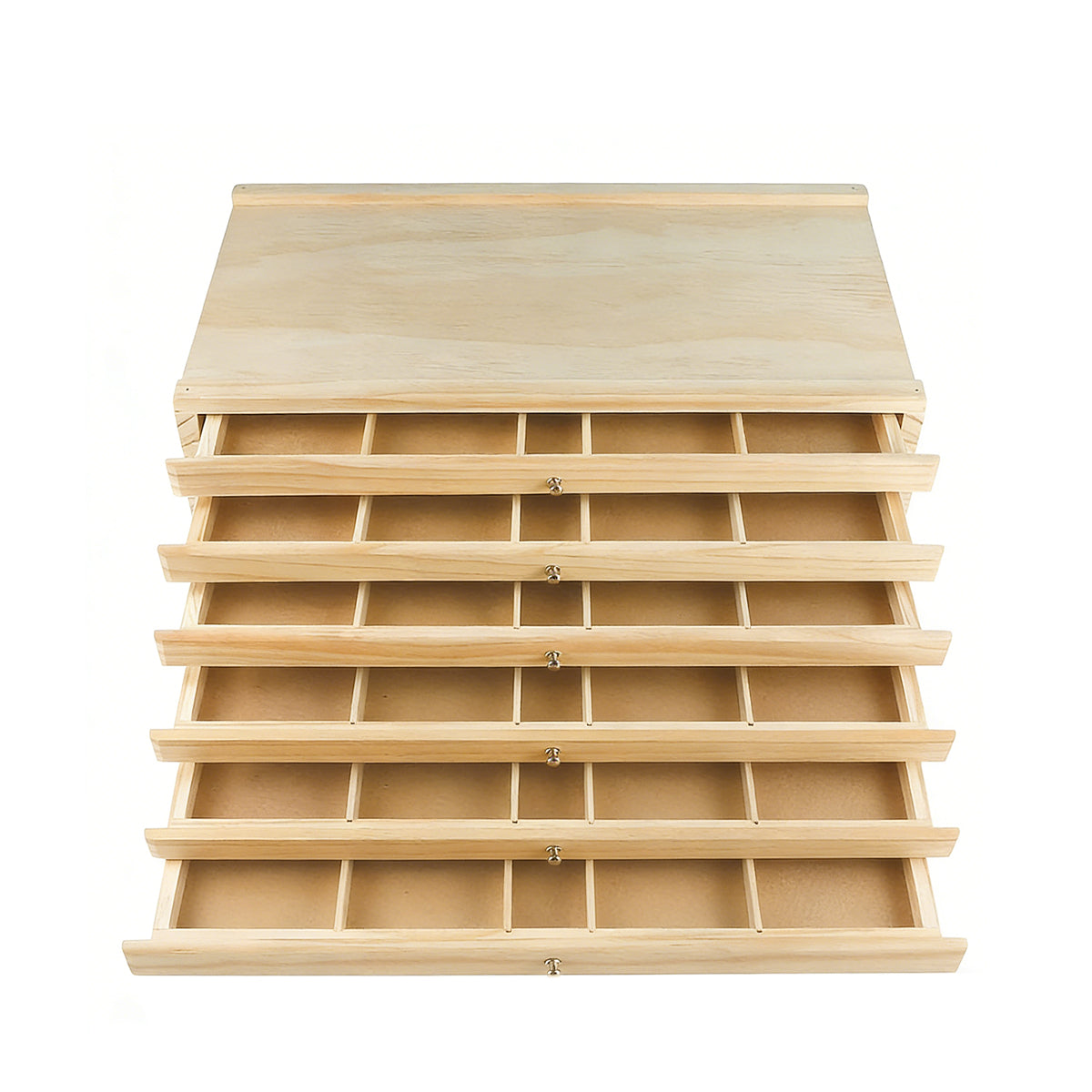 6-Drawer Pine Wood Storage Box for Art Supplies