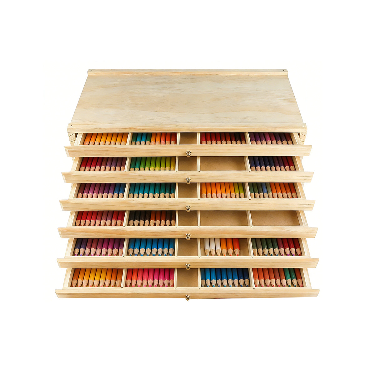6-Drawer Pine Wood Storage Box for Art Supplies