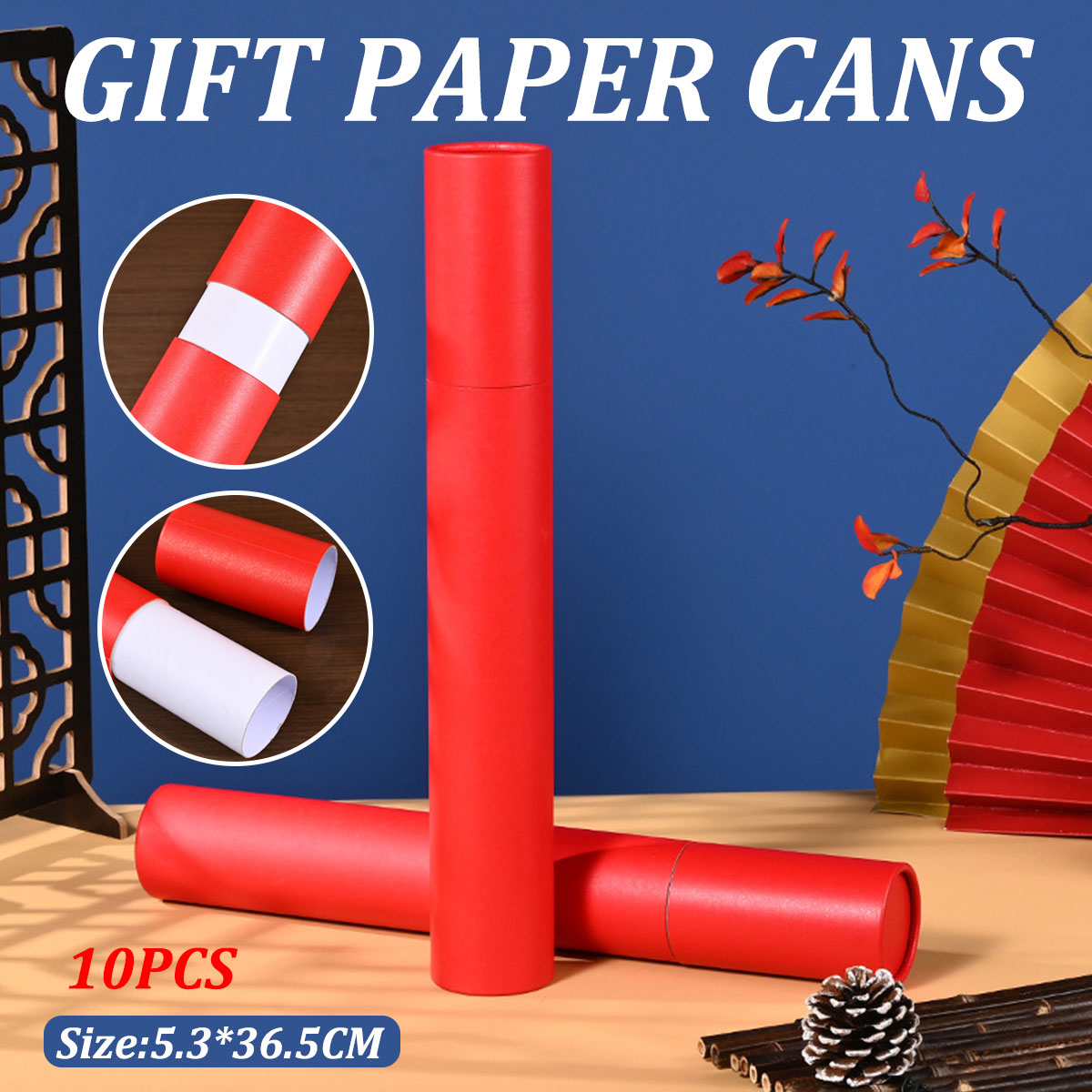 10pcs Red Gift Wrap Paper Tubes for Crafts