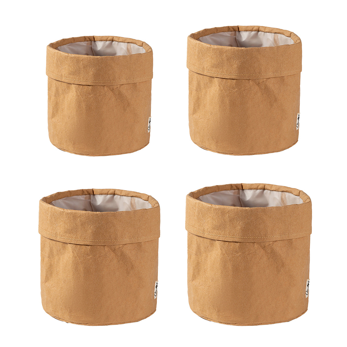 3 Pcs Waterproof Kraft Paper Bags Foldable Storage Design