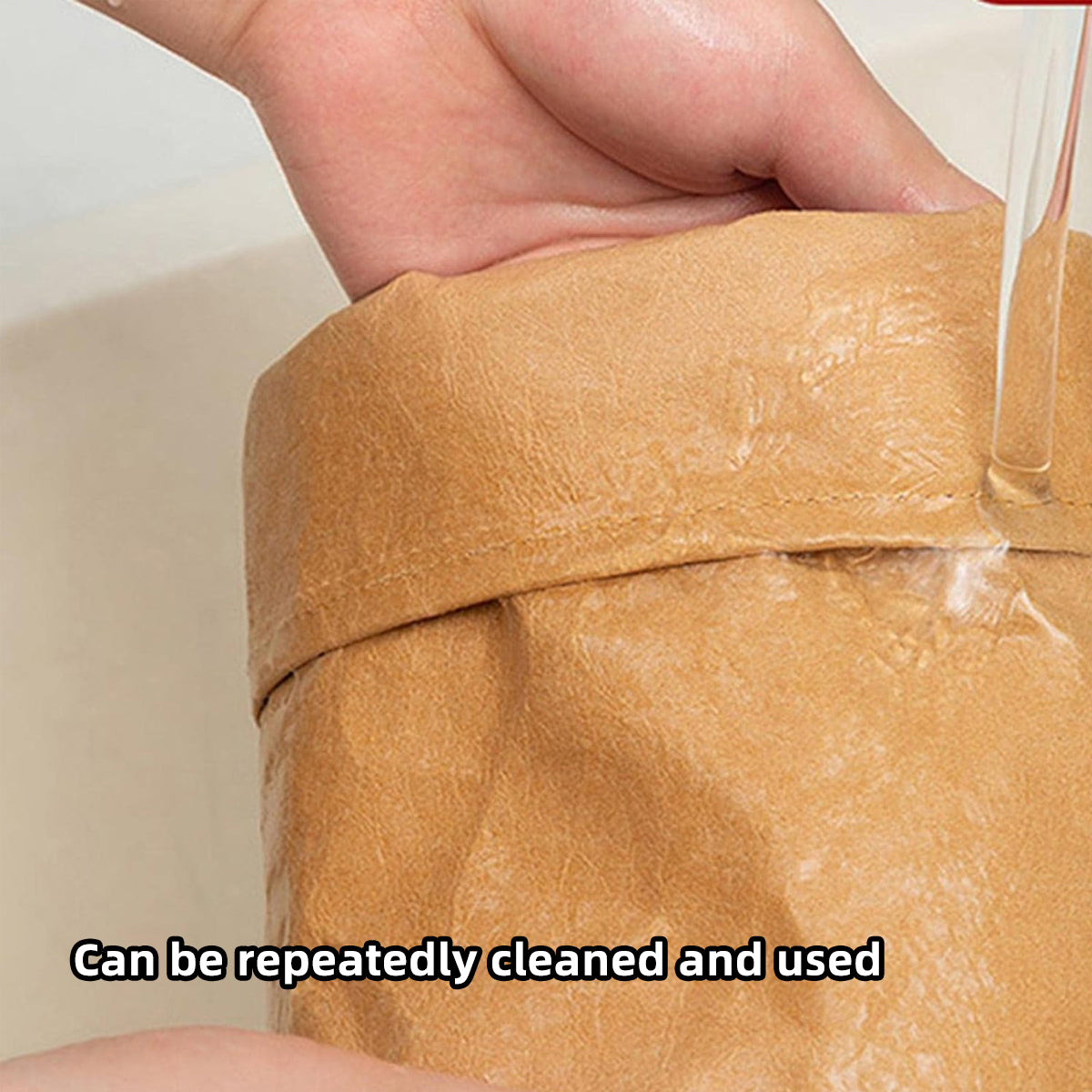 3 Pcs Waterproof Kraft Paper Bags Foldable Storage Design