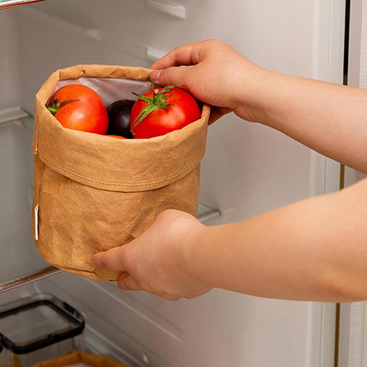 3 Pcs Waterproof Kraft Paper Bags Foldable Storage Design